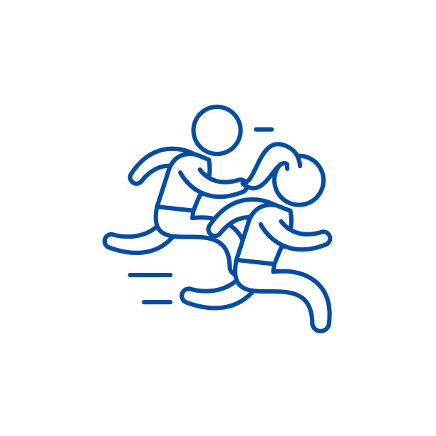组运行线图标概念。组跑平矢量符号、符号、轮廓插图。图片下载