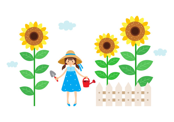 向日葵和一个女孩图片下载