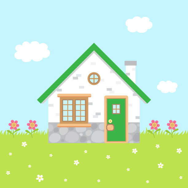 绿色屋顶的房子图片下载