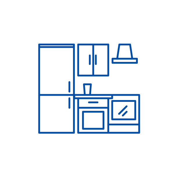 厨房衣柜系列图标概念。厨房衣柜平面矢量符号、标志、轮廓插图。图片下载