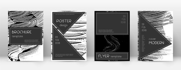 封面页设计模板。黑色的小册子布局。图片下载