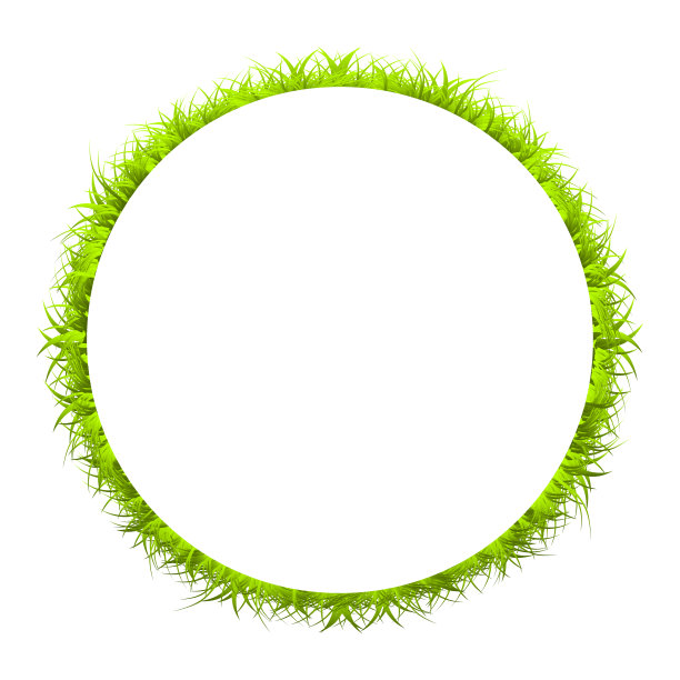圆形的绿色框架与草在白色的背景图片下载