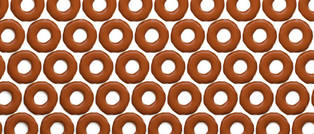 巧克力甜甜圈背景，俯视图。3 d演示。图片下载