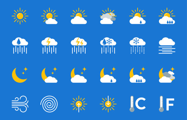 天气预报矢量图标设置图片下载