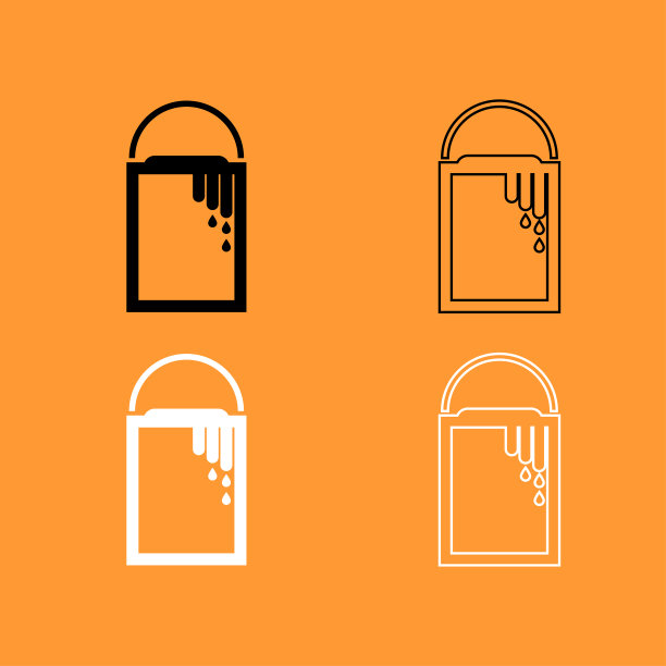 油漆黑色和白色设置图标。图片下载