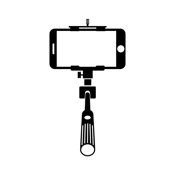 Monopod selfie stick icon, self portrait. Creative illustration of monopod selfie stick with empty phone mobile screen isolated on white background – stock vector图片下载