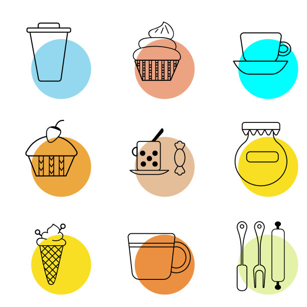 厨房五金线条艺术几何插图图片下载