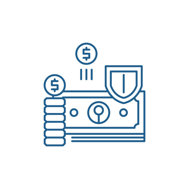 理财保行图标概念。金融保护平面矢量符号、符号、轮廓插图。图片下载