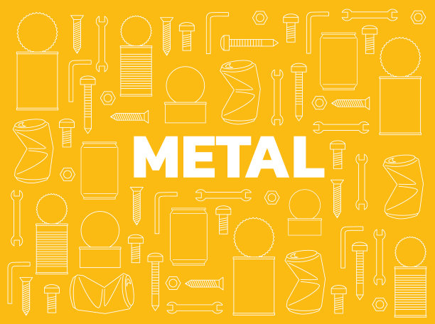 金属废料黄色背景无缝图案墙纸图片下载