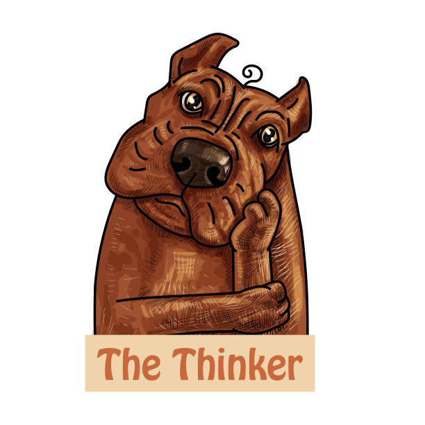 棕色肖像的恶霸狗在思考姿势。图片下载