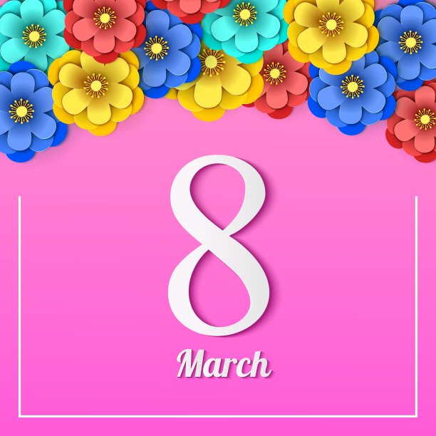 花8三月贺卡。妇女节快乐。剪纸花卉节日框架上粉红色的背景与数字八。矢量插图。折纸潮流设计模板。母亲节快乐图片下载