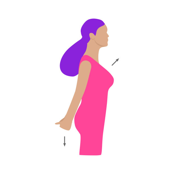 矢量彩色插图。颈部和背部运动的女孩放松。双手放在背后，放在锁上图片下载