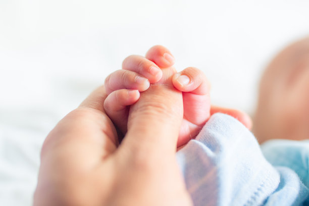 新生儿握着父亲的手图片下载