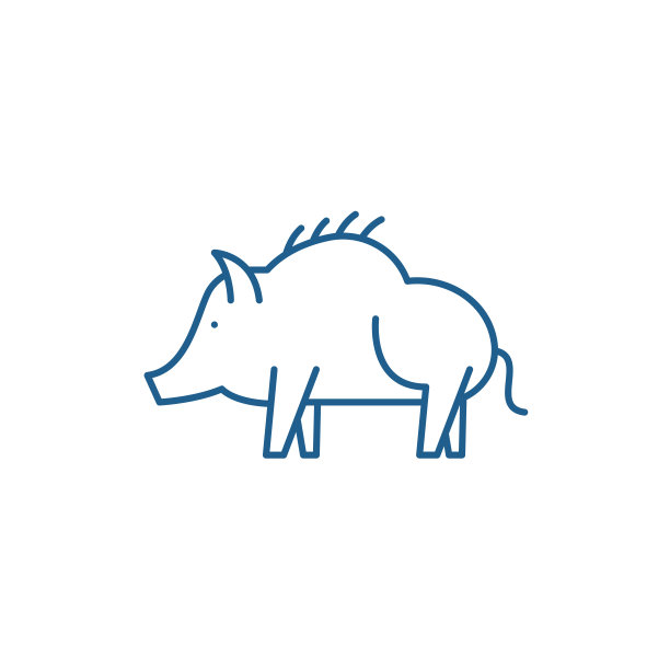 野猪线图标概念。公猪平面矢量符号，符号，轮廓说明。图片下载