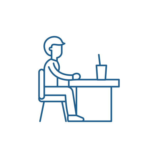 餐厅线图标概念。食堂平面矢量符号、标志、大纲插图。图片下载