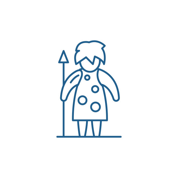 史前男人线图标概念。史前人类平面矢量符号、符号、轮廓插图。图片下载