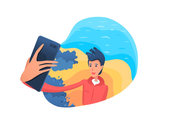 自拍照从可爱的男孩矢量插图图片下载