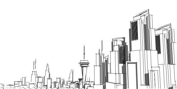 3D插图建筑透视线图片下载