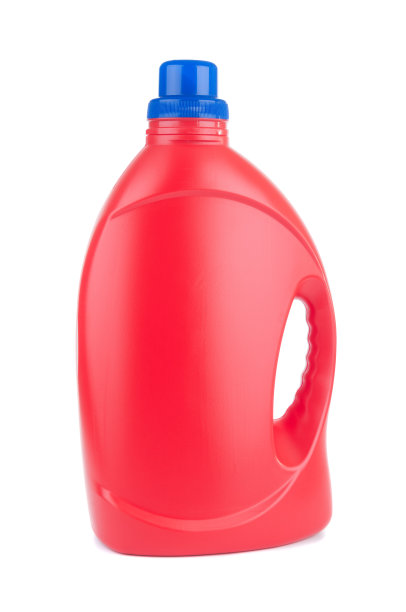红色塑料瓶的清洁产品隔离在白色的背景图片下载
