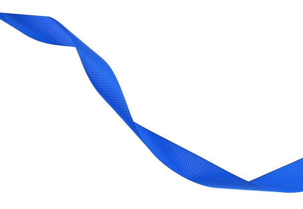 白色背景上漂亮的蓝丝带图片下载