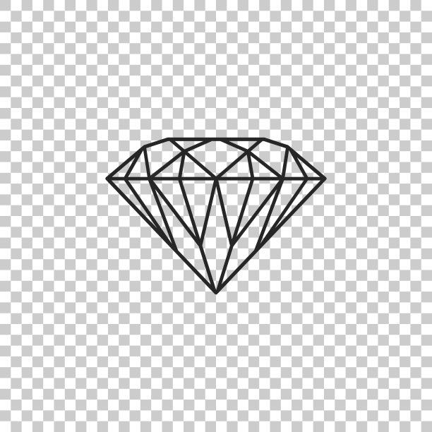 钻石标志孤立在透明的背景。首饰的象征。宝石石头。平面设计。矢量图图片下载