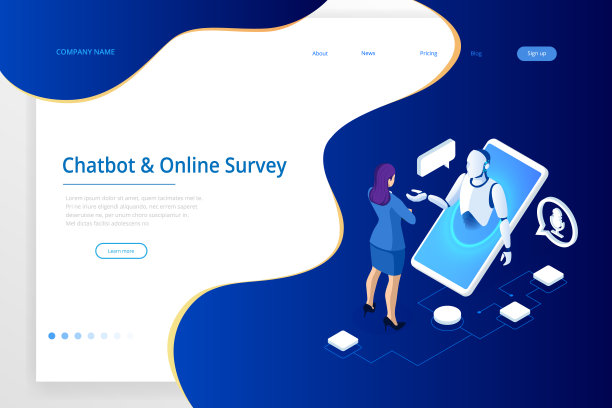 等距聊天机器人和在线调查。在线考试，问卷调查，在线教育，网络测验。人工智能。人工智能和商业物联网概念。图片下载