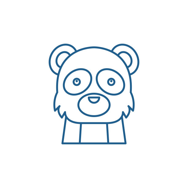 有趣的熊猫线图标概念。有趣的熊猫平面矢量符号，符号，轮廓插图。图片下载