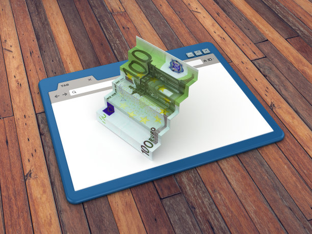 网页浏览器与欧洲楼梯木地板背景- 3D渲染图片下载
