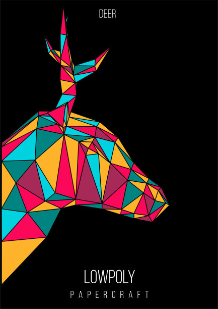 摘要低聚模板。带有政治动物的海报。具有现代艺术元素的布局。图片下载