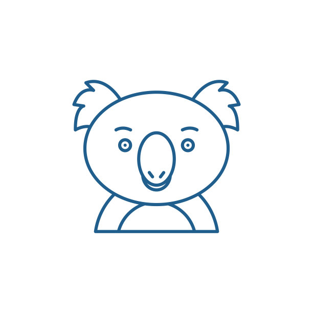 有趣的考拉线图标概念。搞笑树袋熊平面矢量符号、符号、轮廓插图。图片下载