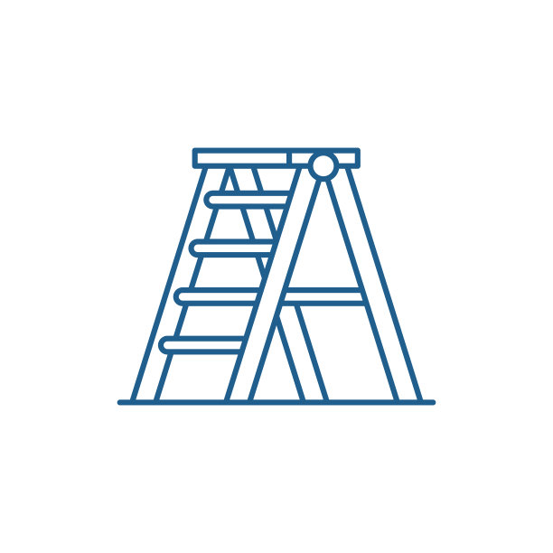 折叠梯子线图标概念。折叠梯平面矢量符号、符号、轮廓插图。图片下载