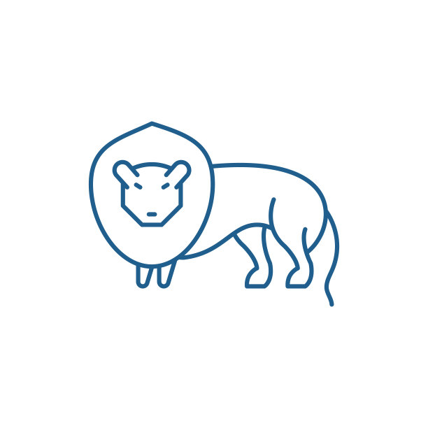 狮子线图标概念。狮子平面矢量符号、符号、轮廓说明。图片下载