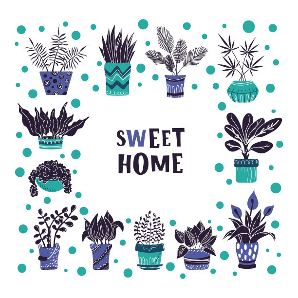 室内矢量植物套装图片下载
