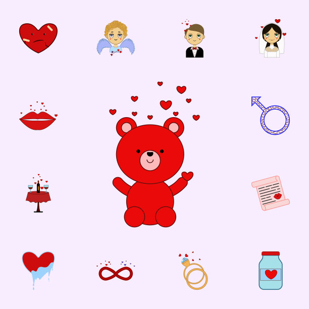 情人节爱心玩具熊图标图片下载