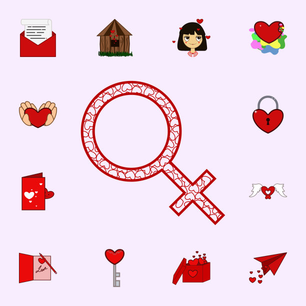女性，符号，情人节图标。用于网络和移动设备的爱情图标通用集图片下载