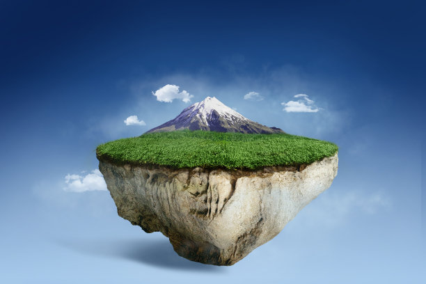 具有自然山水景观的梦幻浮岛图片下载