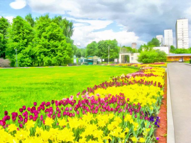 抽象水彩城市景观。图片下载
