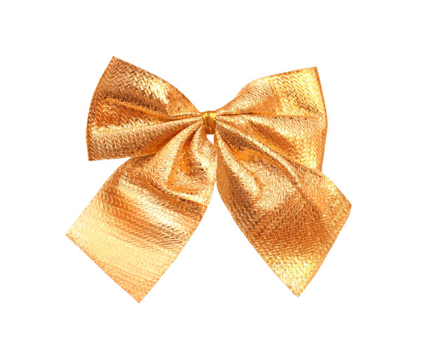 金色的节日小蝴蝶结上的白色图片下载