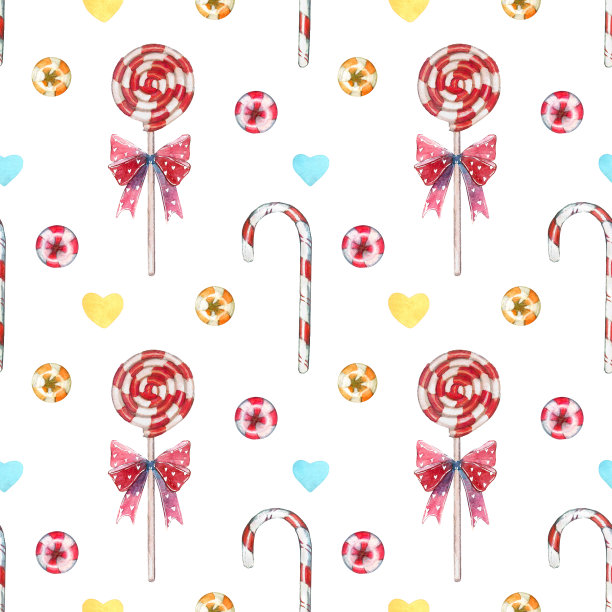 红色漩涡棒棒糖粘无缝图案图片下载