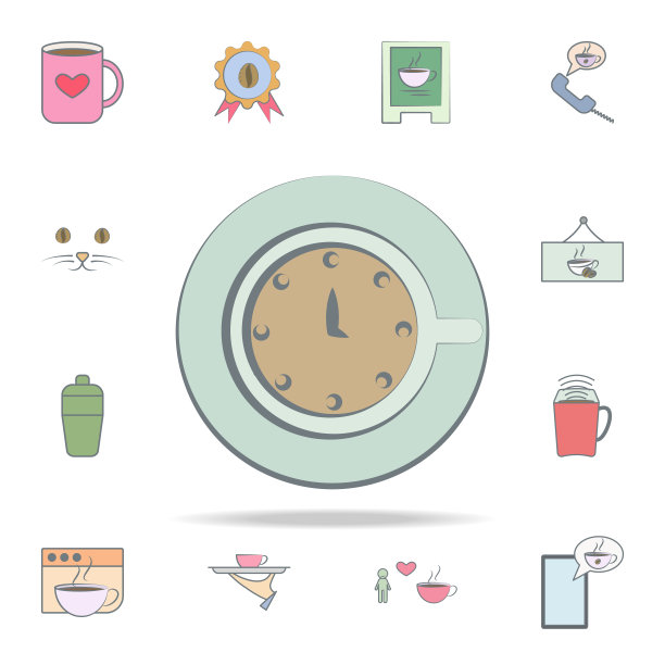 是时候喝咖啡了。咖啡图标通用设置为网络和移动图片下载