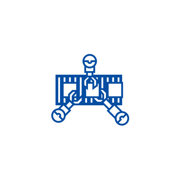 机器人行业的线条图标概念。机器人工业线平面矢量符号、符号、轮廓插图。图片下载