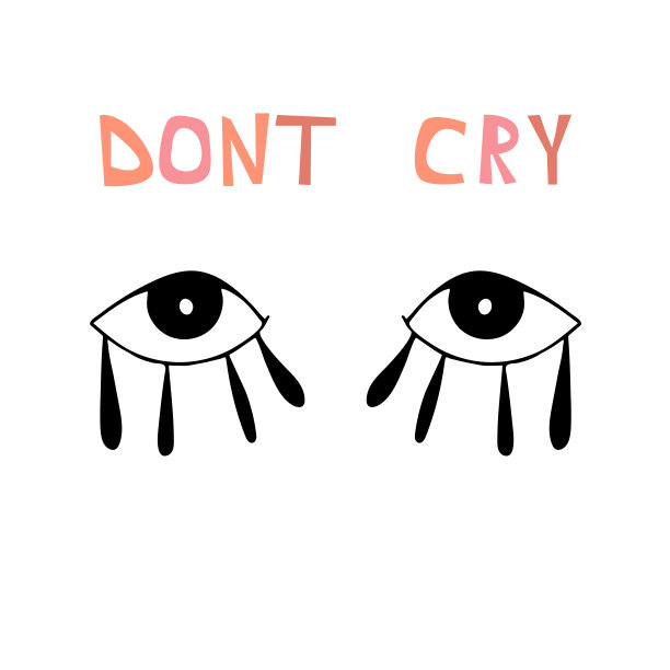 插图与字母组成:画眼睛和文字-不要哭。图片下载