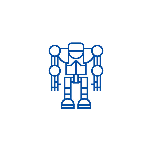 机器人，机器人线图标概念。机器人，机器人平面矢量符号，符号，轮廓插图。图片下载