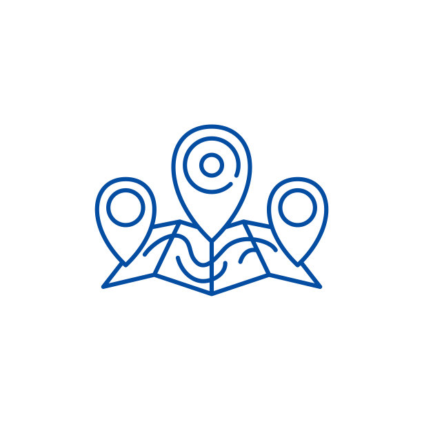 商店地址线图标概念。存储地址平面矢量符号、符号、轮廓插图。图片下载