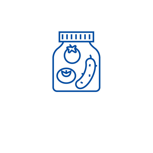 泡菜罐线图标概念。泡菜罐平面矢量符号、符号、轮廓插图。图片下载