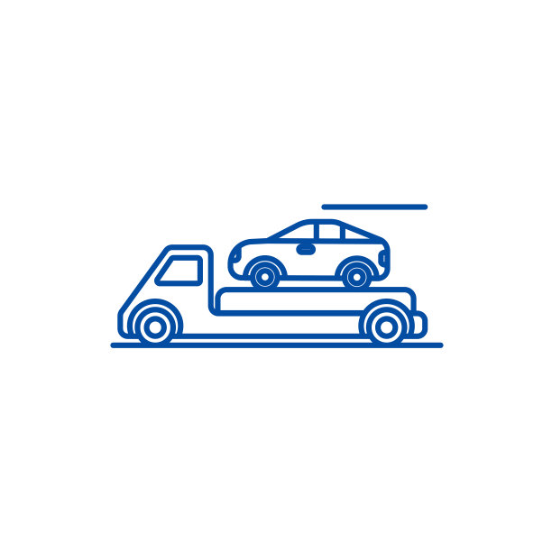 拖车，交通工具，汽车系列图标概念。拖车，交通工具，汽车平面矢量符号，标志，轮廓插图。图片下载