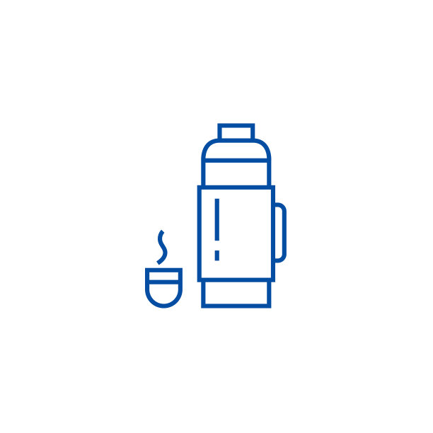 热水瓶符号线图标概念。热水瓶符号平面矢量符号，符号，大纲插图。图片下载