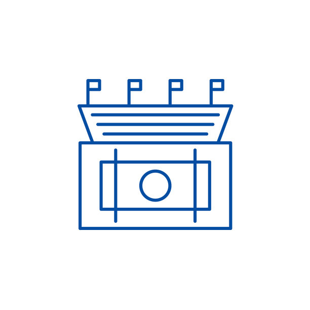 运动场地线图标概念。运动场平面矢量符号、标志、大纲插图。图片下载