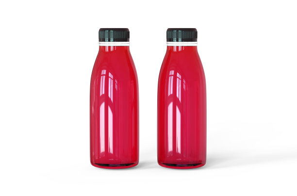 健康的有机西瓜汁瓶装健身饮食，模型模板上孤立的白色背景，3d插图图片下载