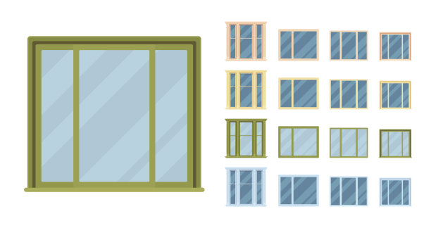 窗框上装有玻璃的建筑用窗户图片下载